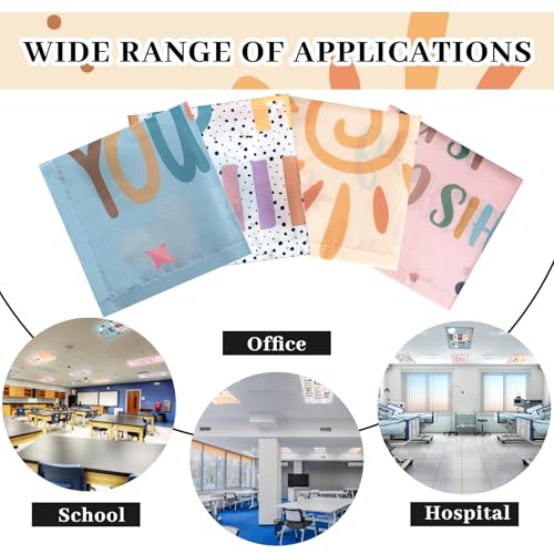 Image of ROCEEI Pack of 4 Fluorescent Light Covers for Ceiling Lights, 4 x 2 Ft, Magnetic Light Covers for Classroom Office Home School Ceiling Decor(Boho Style)