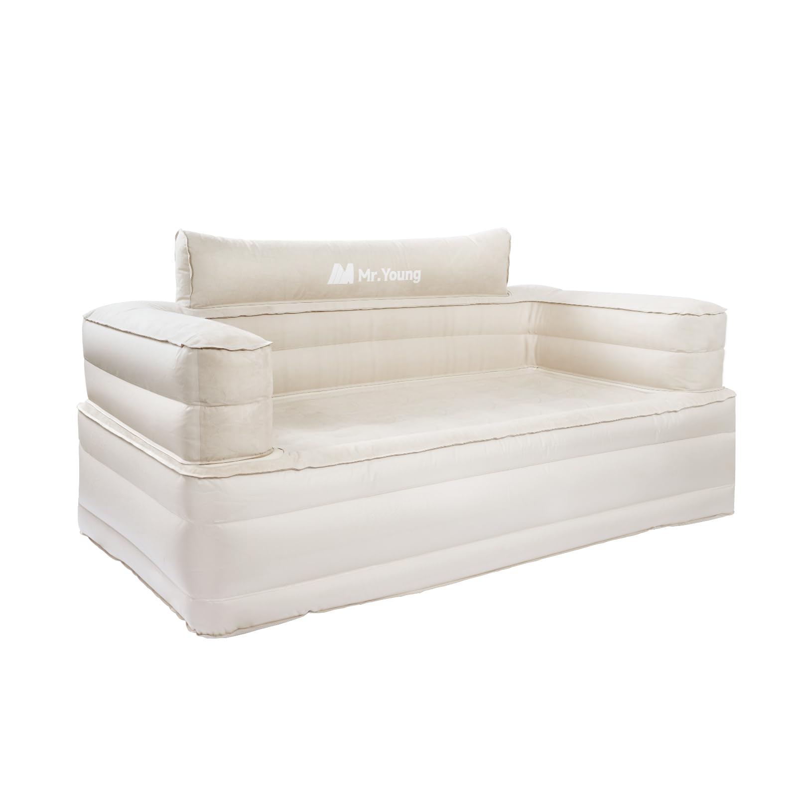 Double Inflatable Couch Sofa, Camping Chair for Adults, Integrated Outdoor Air Sofa, Blow Up Couch with Electric Pump for Camping Picnic Beach Travel, Sandy