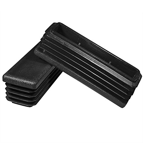 Prescott Plastics 1 x 3 Inch Rectangle Plastic Plug Insert, Black End Cap for Metal Tubing, Fence, Glide Insert for Pipe Post, Chairs and Furnitures (4 Pack)
