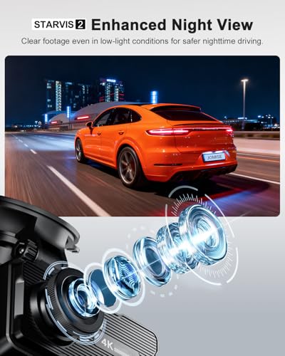 Image of Dash Cam Front and Rear, 4K FHD Dual Dash Camera for Cars Built-in 5G WiFi GPS, 64GB Card Included, Car Camera with 3 inch IPS Touch Screen, UHD 2160P Night Vision, WDR, 24H Parking Monitor, App Control