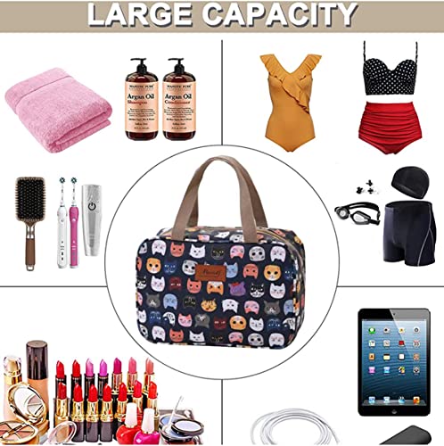Large Makeup Bag Toiletry Bag for Women Make Up Bag Cosmetic Bag Toiletries Bag Brush Bags for Traveling (Cute Cat)3