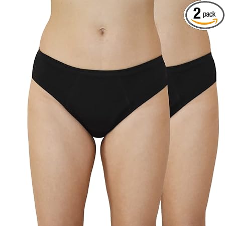 QNIX BacQup Period Panties for Women Leak Proof and Reusable Period Underwear for Sanitary Protection for Girls (Large, 2) Black