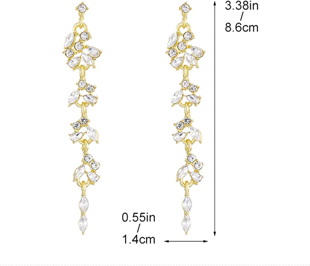 14K Gold Threader Earrings for Women Long Leaf Chandelier Dangle Drop Earrings Silver Plated CZ Tassel Earrings Jewelry Gifts for Her - Image 2