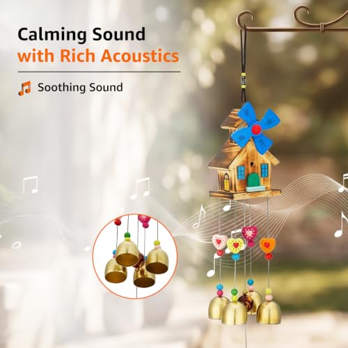 Image of Amazon Basics Decorative Wind Chimes for Balcony, Home & Garden | Pleasant Sound | Handcrafted | Metal Chime for Home Decor & Gifting | Color Gold | Material: Aluminum | Size: 46L x 6.5W x 6.5H cms