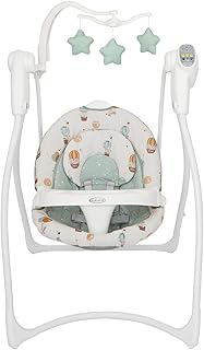 Graco Lovin\' Hug Swing with 6 Swing speeds, Music, 4 Recline Positions and Folds up for Storage. Suitable from Birth to Approx. 6 Months (0-9kgs), Up & Away Fashion