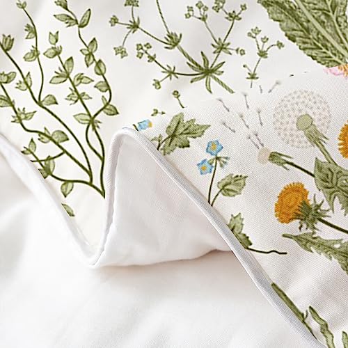 Floral Cotton Duvet Cover Double Size, Rusric Flower Daisy Dandelion Bedding Set - Image 4