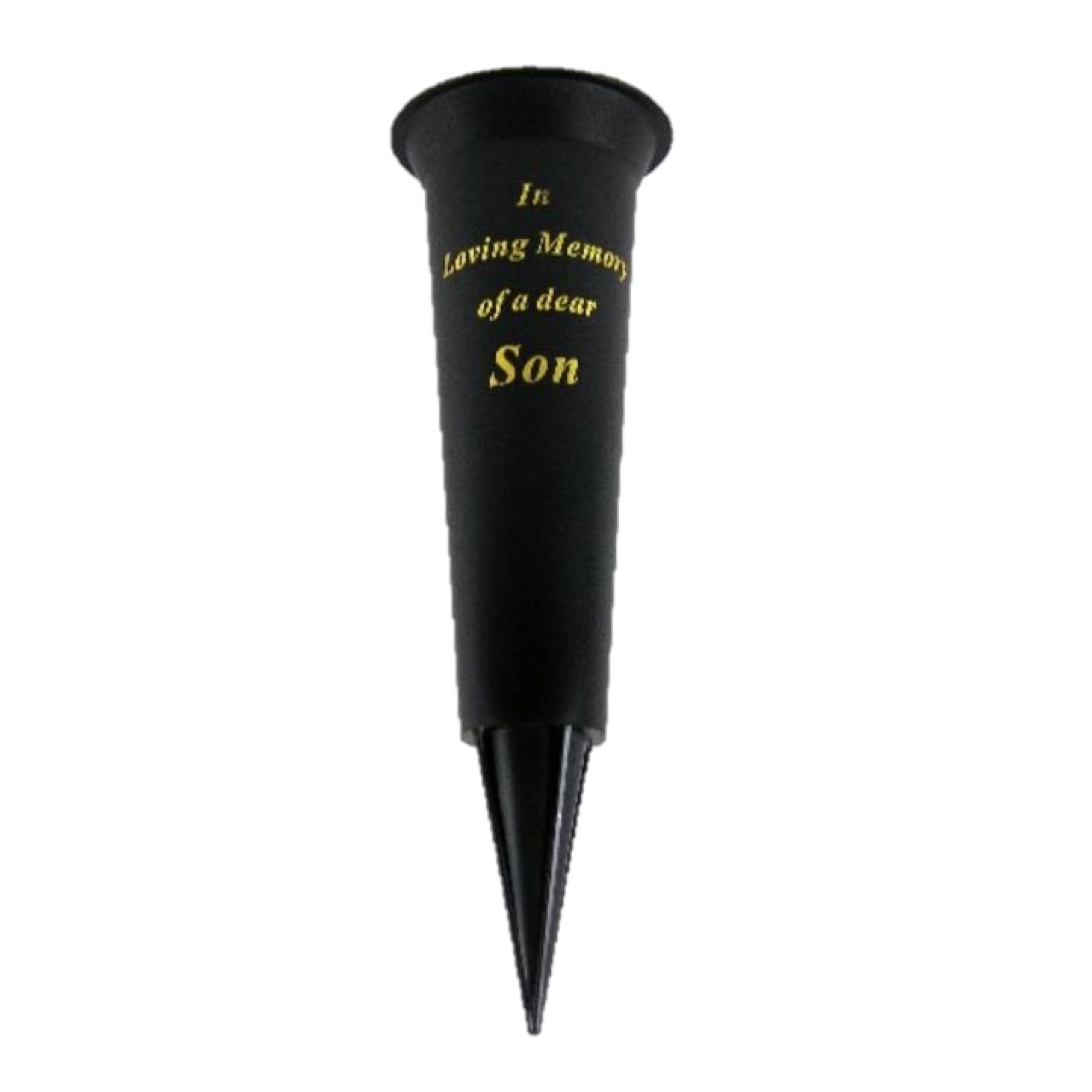 Set of 2 Black In Loving Memory Son Spiked Memorial Grave Flower Vases Graveside Memorial with flower holder inserts - Image 2