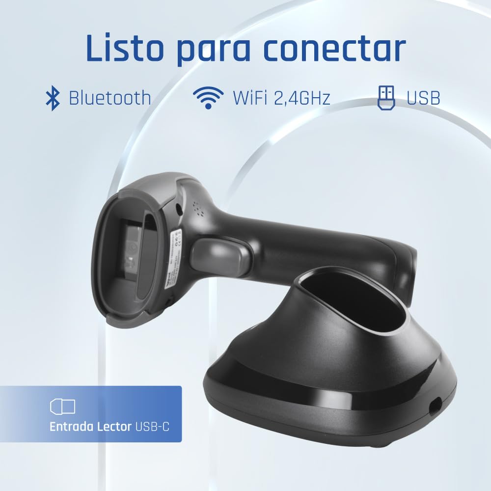 iggual Lector código barras 2D Bluetooth 2.4G base