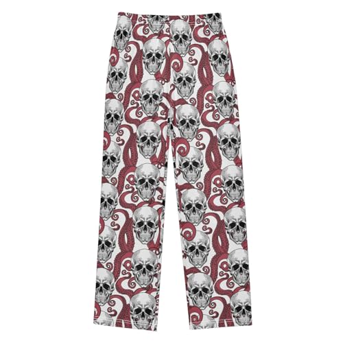 ZZXXB Octopus Skull Boys Long Pants Soft Trousers Elastic Waist Kids Lounge Bottoms with Pockets S-XL