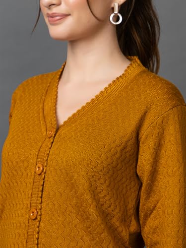 Image of Wear lusso Women Woolen V Neck Casual Wear Stylish Cardigan Sweaters for Winter with Side Pocket | Cozy and Warm Winter Sweater for Girls /Ladies