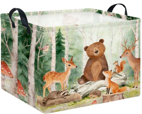 CLOCOR Rectangular Storage Bin,Waterproof Storage Bin,Gift Basket(Forest Animals)