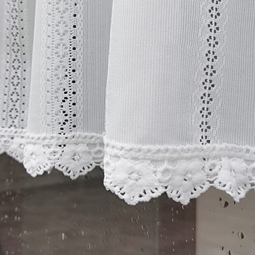 Cortinas transparentes tipo cenefa con bordado floral clásico para el hogar 3