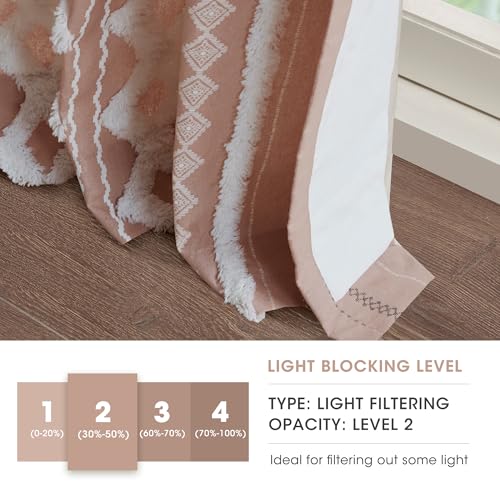 Image of INK+IVY Boho Curtain for Bedroom SINGLE PANEL Window Curtain for Living Room, 100% Cotton Tufted Chenille Stripe Modern Farmhouse Curtain Window Drape for Bedroom, Imani 50 inch x 84 inch Dusty Pink