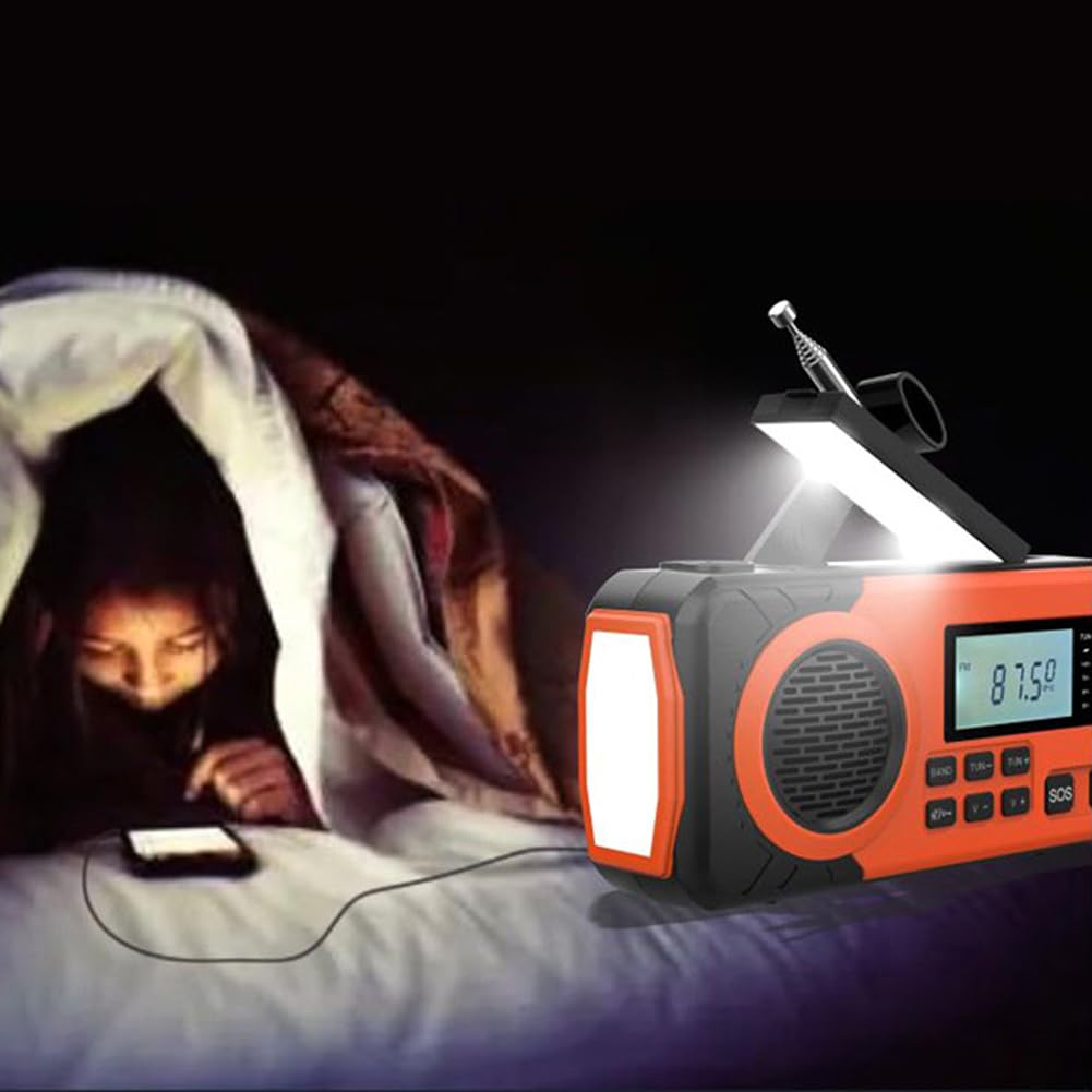 Radio Portatile Piccolo AM FM, Radio d'Emergenza con Manovella, Radio AM/FM/SW con Torcia, Allarme SOS, Pannello Solare, Perfetta per Uso Interno, Esterno e Situazioni di Emergenza