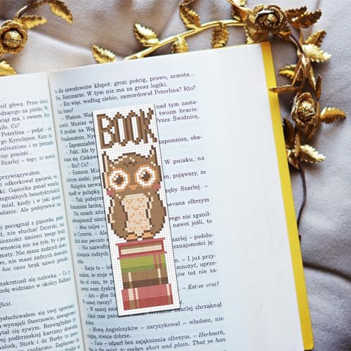 Image of FREEBLOSS 6 Set Bookmark Cross Stitch Kits with Instructions Owl Pattern Punch Needle Kit for Beginners Bookmark Making Kit for Gift