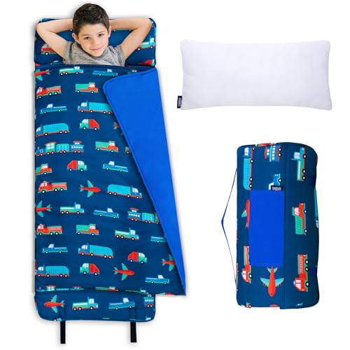 Image of Wildkin Kids Nap Mat with Pillow and Blanket, Preschool Rest Mat