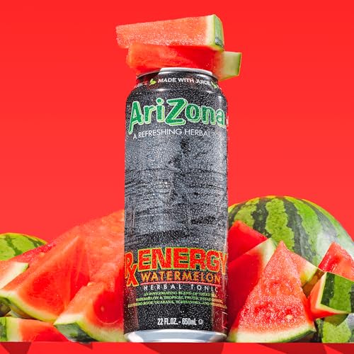 Image of AriZona Rx Energy Watermelon Herbal Tonic - Big Can, 22 Fl Oz (24 Pack)
