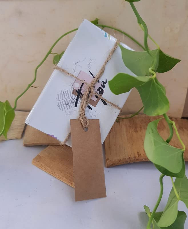 Image of TOWNBUS Small Craft Paper Tags For Gifts, Product Packaging Pre-Tied With Jute Rope D4 Gift Tag (300 Nos), 300 Labels