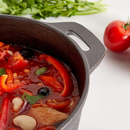 VonShef Cast Iron Casserole Dish - Black Pre-Seasoned Non Stick Ovenproof 4.7L Capacity Pot with Domed Lid - Suitable for all Heat Types - Oven Safe Cooking up to 220°C for Stews & Casseroles - 25cm 6 Gallery Image
