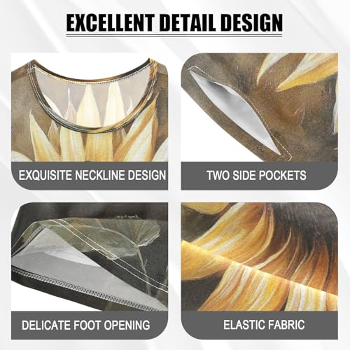 ALAZA Sunflower Butterfly Flower Blossom Pajamas Set Short Sleeve Cotton Sleepwear Summer Pjs 2 Piece 5-14Y4