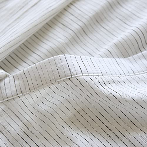 Image of SIQITECHNO Men Summer Kimono Bathrobe Long Cotton Yukata Woven Striped Pajamas Loungewear Mens Bathrobe Sleepwear Nightgown