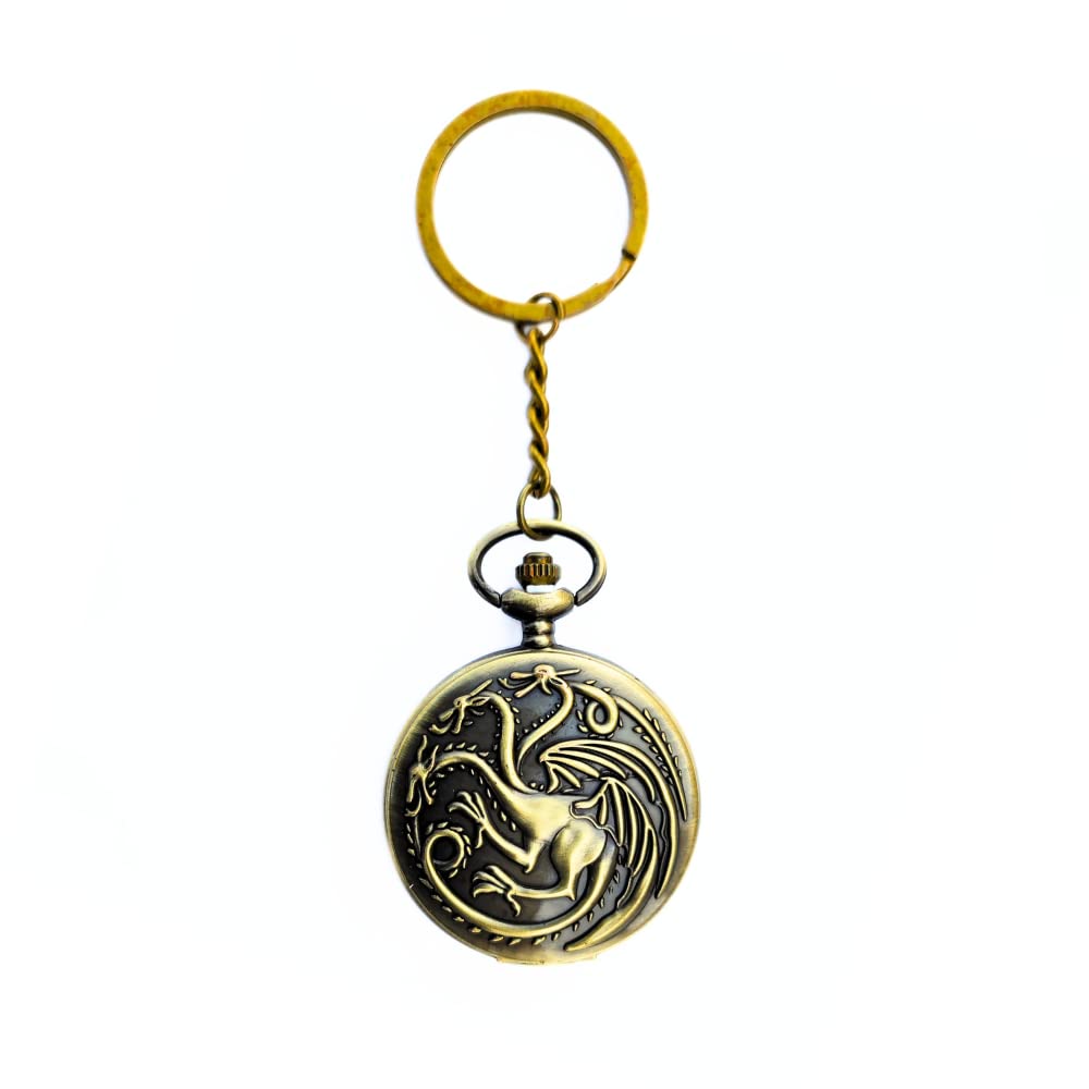 Pocket Watch Game of Throness Clock Keychain Metal | Marvel Avenger | Antique Style Classic| Anti-Rust Retro Vintage Pocket Watch Gift Keychain for Men ,Boys, Girls, Bike ,Friend (GAME OF THRONES (TARGERIAN))-image-23