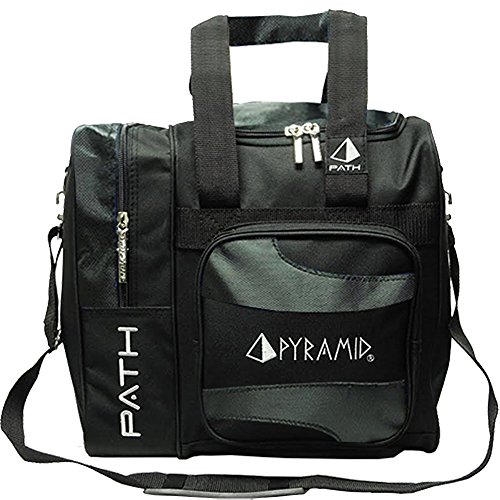 Pyramid Path Deluxe Single Tote Bowling Bag with Large Separate Compartment for Bowling Shoes (Up To US Mens Size 15) or Accessories - Holds One Bowling Ball