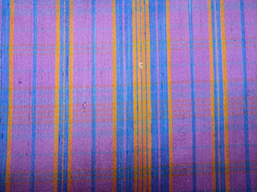 Dupion 100 % soie au mètre tissu bleu violet moutarde largeur 137 cm - 6