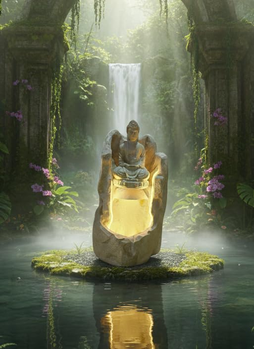 Image of 2.3Feet Lord Ganesha Water Fountain with LED Lights | Indoor Outdoor Decorative Showpiece for Home, Temple, Office & Garden Decor