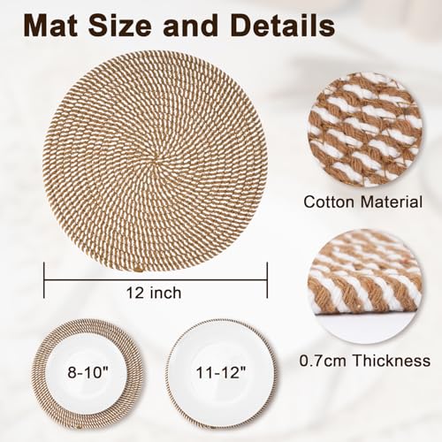 Shenee Round Woven Placemats Set Of 4,Table Mats For Kitchen Dining Tables thumb #1