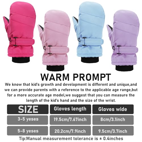 Image of Geyoga 4 Pairs Kids Mittens Waterproof Ski Gloves Boys Girl Warm Snow Winter Mittens for Kids Toddler Outdoor Activities