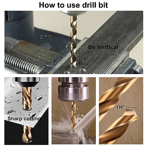Sipery Cobalt Drill Bit Set, M35 High Speed Steel Drill Bit Kit, 135 Degree Tip, Jobber Length Twist Bits For Hard Metal thumb #5