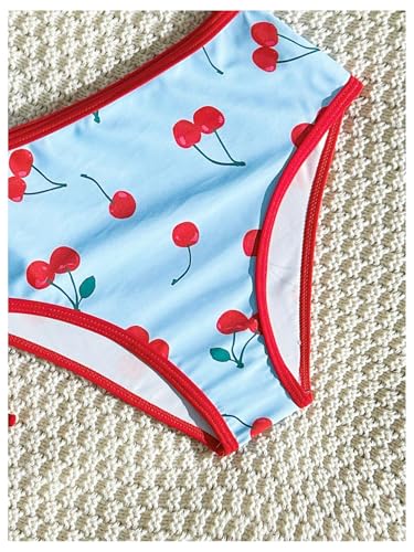 SHENHE Girl's 3 Piece Swimsuits with Skirt Cover Up Spaghetti Strap Cute Cherry Bathing Suits4