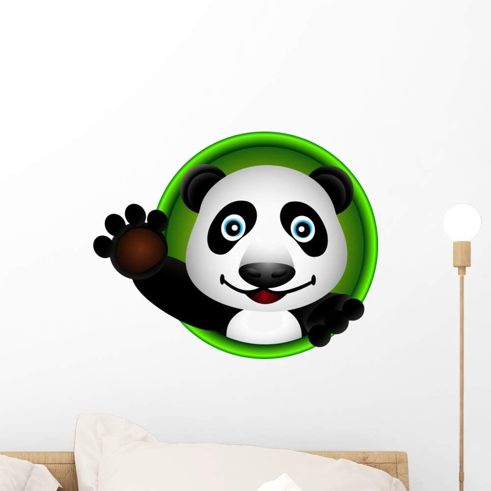 Wallmonkeys Cute Panda Head Cartoon Wall Decal Peel and Stick Animal Graphics (18 in W x 14 in H) WM256469
