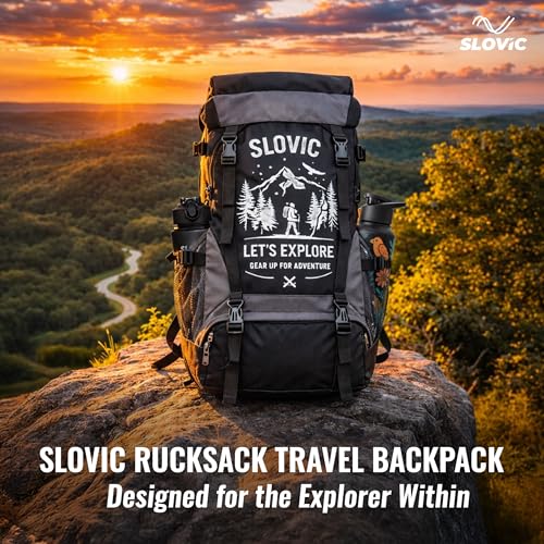 Image of SLOVIC Rucksack Backpack Bag for Man & Women [55 LTR] | Travel Bag for Man with Separate Shoe Compartment | Travel Bag for Woman | Water Resistant Bag for Travelling