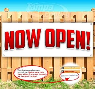 Now Open Banner 13 oz | Non-Fabric | Heavy-Duty Vinyl Single-Sided with Metal Grommets