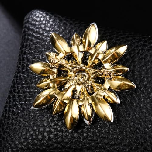 Image of Rhinestone Flower Brooch Pin for Women Red Black Purple Flower Broochs Pin Hat Christmas Brooch Jewelry