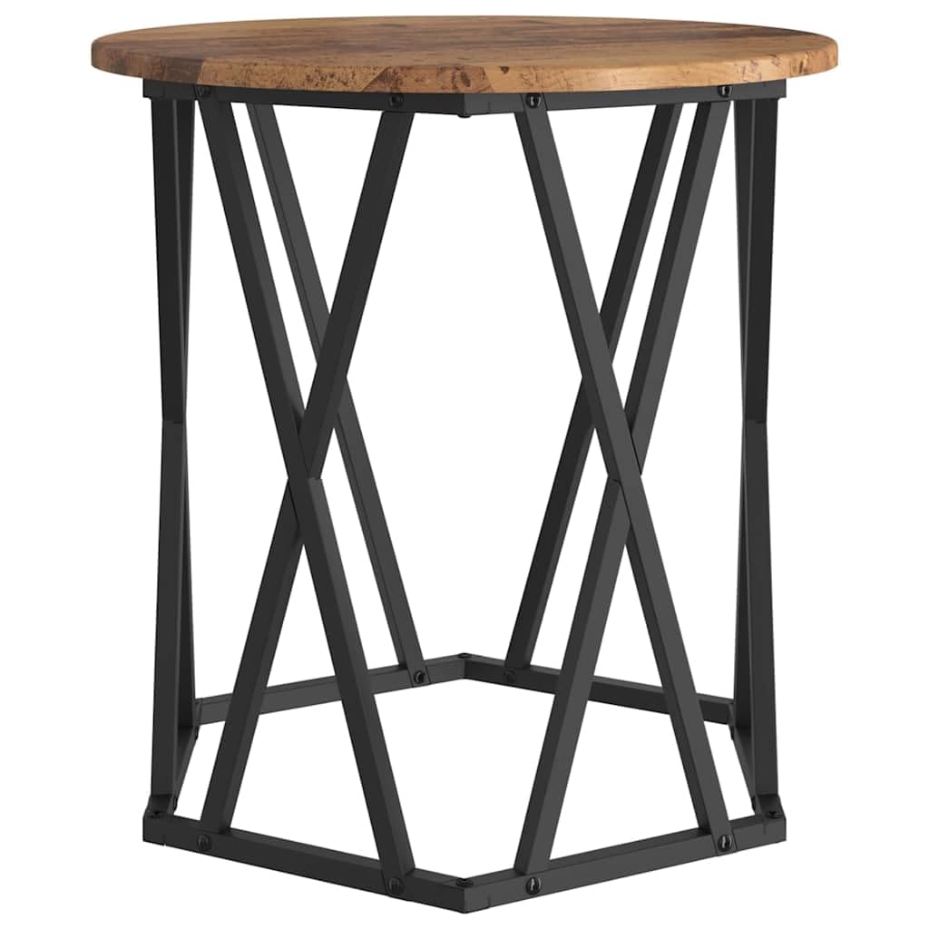 Tavolino da salotto in legno anticato e acciaio, moderno, con vano portaoggetti e elementi rimovibili, ideale per divano, tavolino da tè, tavolino da tè, tavolino e decorazione