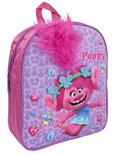 Trolls Plush Backpack: Girls School Bag Featuring Poppy   Official Pink Rucksack