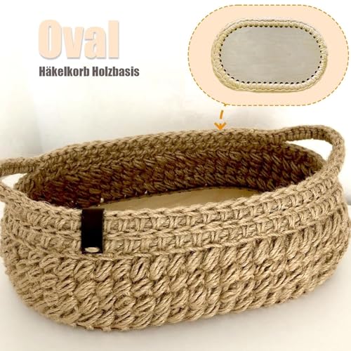 6 Stück Korbboden Zum Häkeln, Holzboden zum Häkeln Korb Flechten Set Gehäkelter Korbboden für DIY Korb Webbedarf Heimdekoration Kunsthandwerk(Ovaler/Rund)