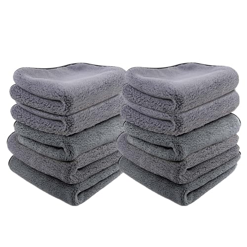 Image of Autofy 500GSM Microfiber Cloth - 40cm x 40cm - Pack of 10 - Double Sided, Lint Free, Super Soft Plush for Car & Bike Cleaning - Sueded Edges for Scratch-Free Cleaning