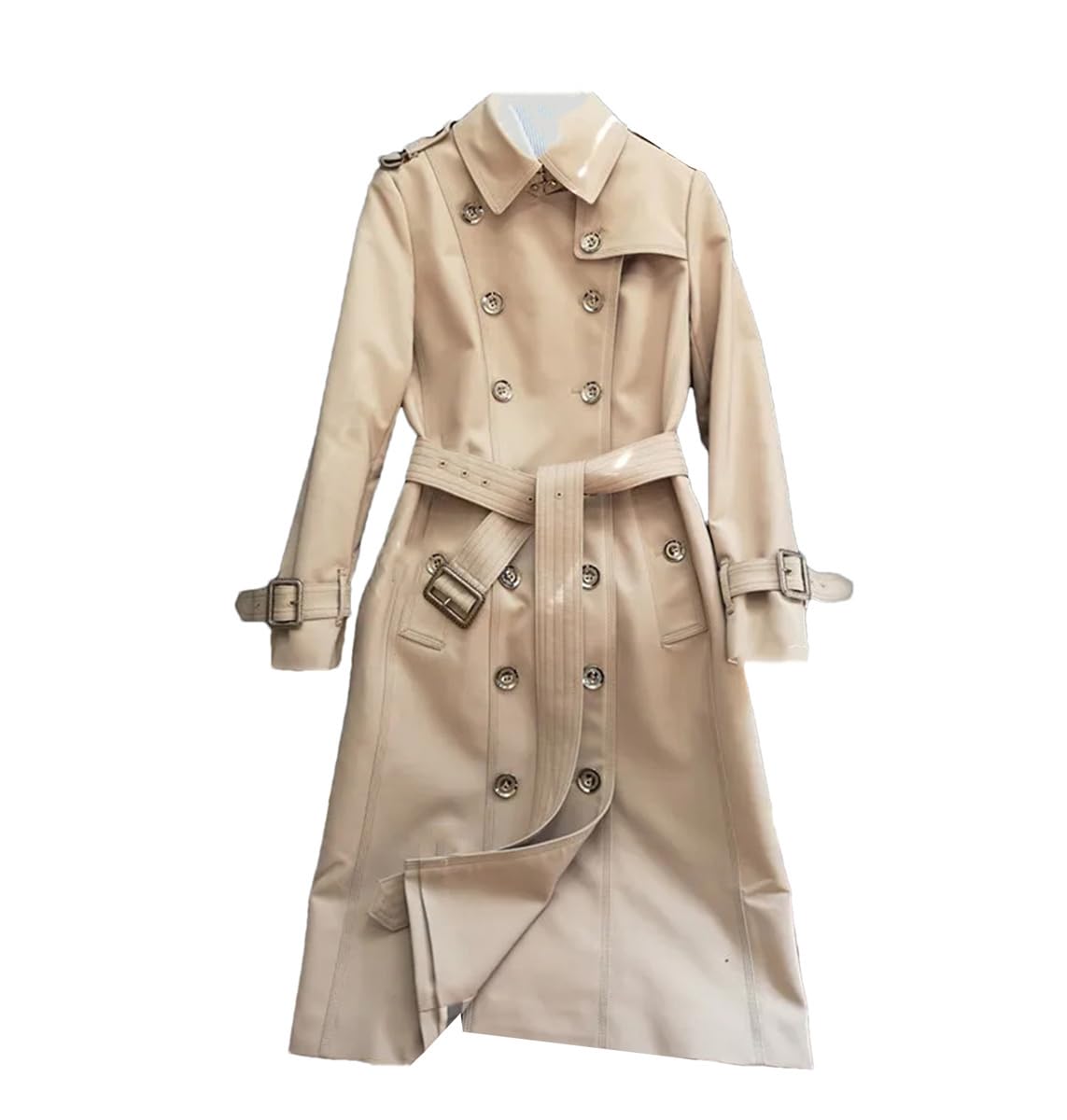 Generic Women Trench Coat Spring Medium Length Fashion Double Breasted Trench Slim British Outerwear