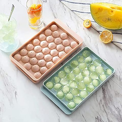 2PCS Ice Cube Trays with Lid, Ice Cube Mould with Easy-Release 33 Cubs per Tray BPA Free Moulds for Whiskey, Water, and Any Drink Cover