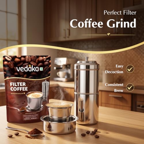 Image of Amazon Brand - Vedaka Filter Coffee Powder 500 g | 80:20 Coffee Chicory Blend | Medium Roast | Strong Aroma & Full Body | South Indian Filter Coffee