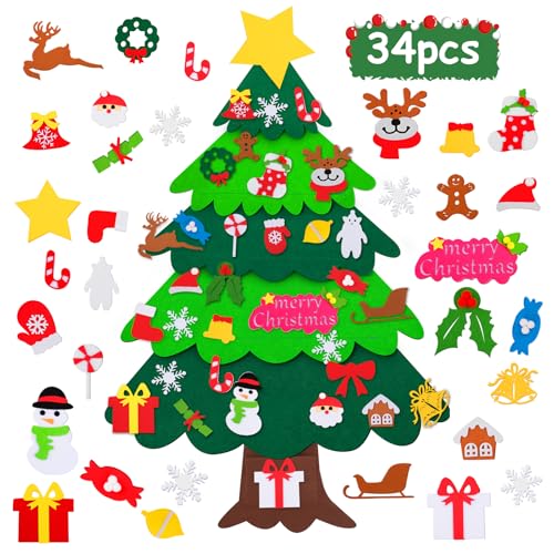 WuGU Albero Natale Feltro per Bambini, 115 cm/3,77 Piedi...