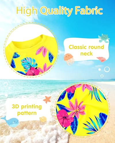 Image of XFGIRLS Girls 2-Piece Swimsuit Long Sleeve Rash Guard Set Toddler 6M-8Y | UPF 50+ blocks 98% UV, Quick-dry, Easy on /off, Bright colors stand out, Machine wash, Breathable, Beach, swim, water park