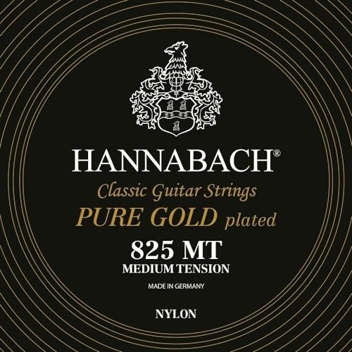 Hannabach Cuerdas Para Guitarra Clasica, Serie 825 Tension Media Dorado Especial - Juego completo