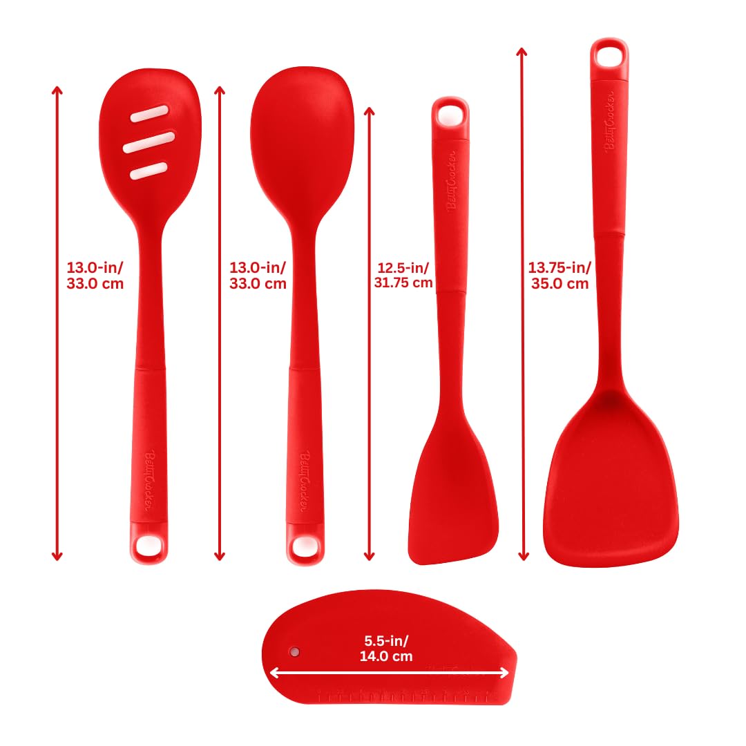 Betty Crocker 5-teiliges Back-/Kochutensilien-Set: unverzichtbar für jedes Zuhause. Löffel, Spatel, Pfannenwender, Schaber. Maschinenwaschbar, flecken- und geruchsfreies Silikon