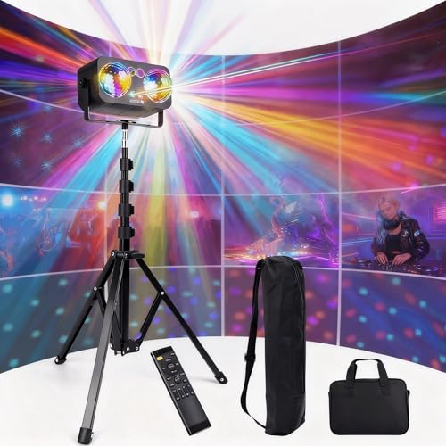 Jeux de lumiere pour soiree 6-en-1 avec trépied et télécommande, Jeux de lumiere dj LED portable pour fêtes, DJ, soirées, scènes et événements à...