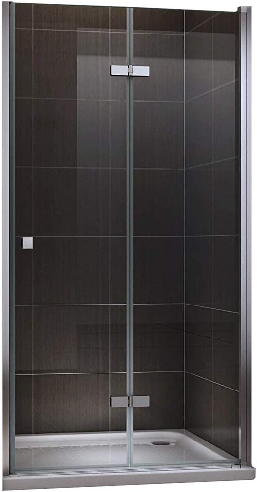 Puerta de ducha plegable de cristal de seguridad transparente 80 – 120 x 190 cm, transparente
